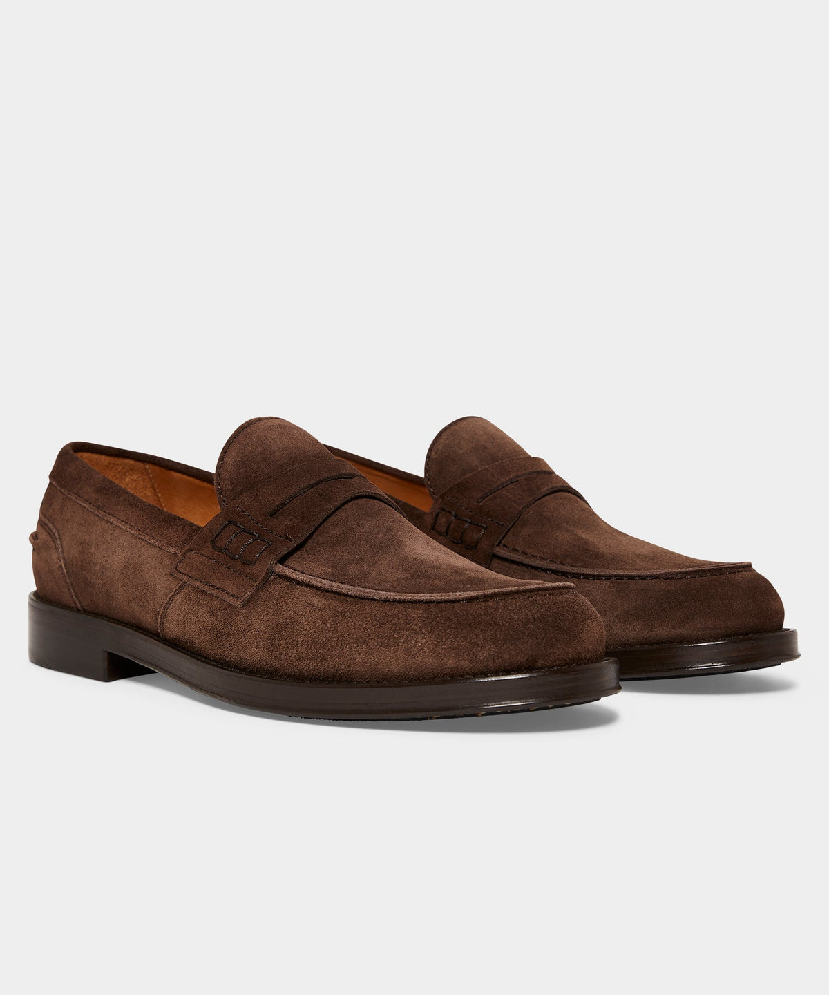 Italian Suede Penny Loafer - Dark Brown