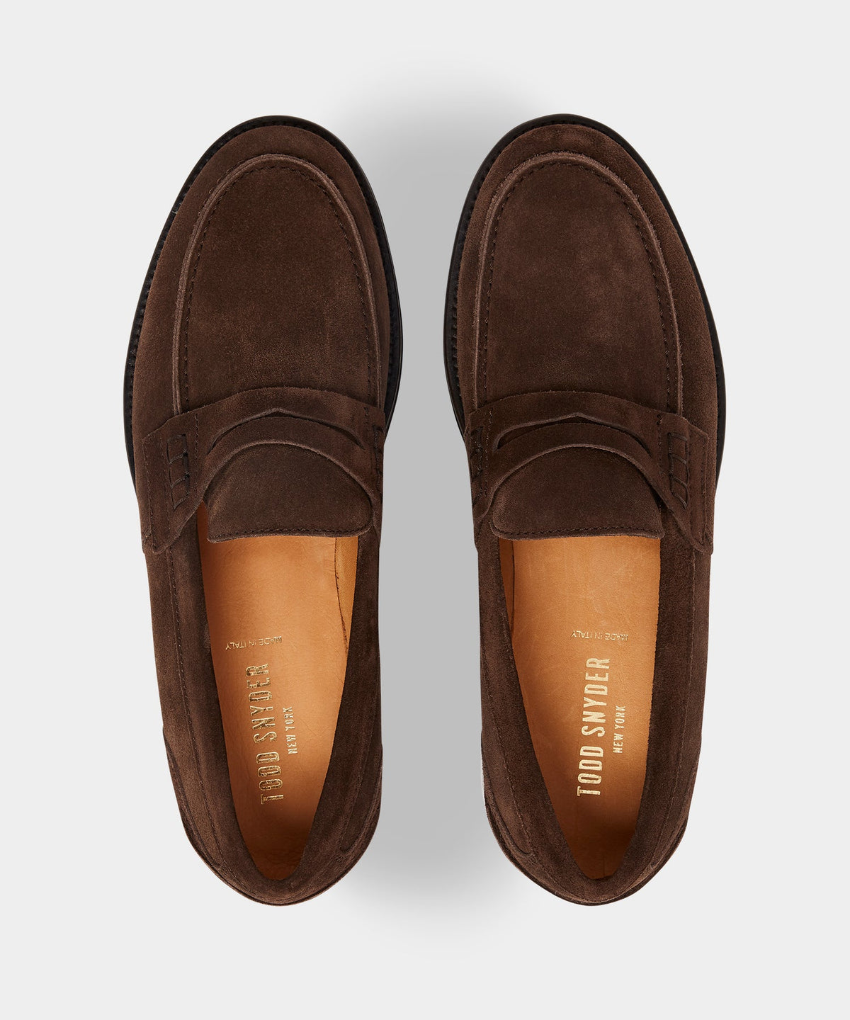 Italian Suede Penny Loafer - Dark Brown