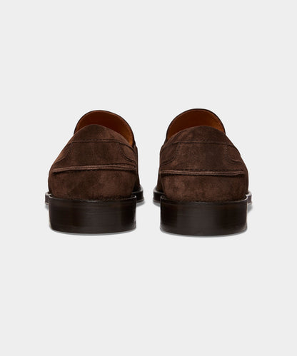 Italian Suede Penny Loafer - Dark Brown