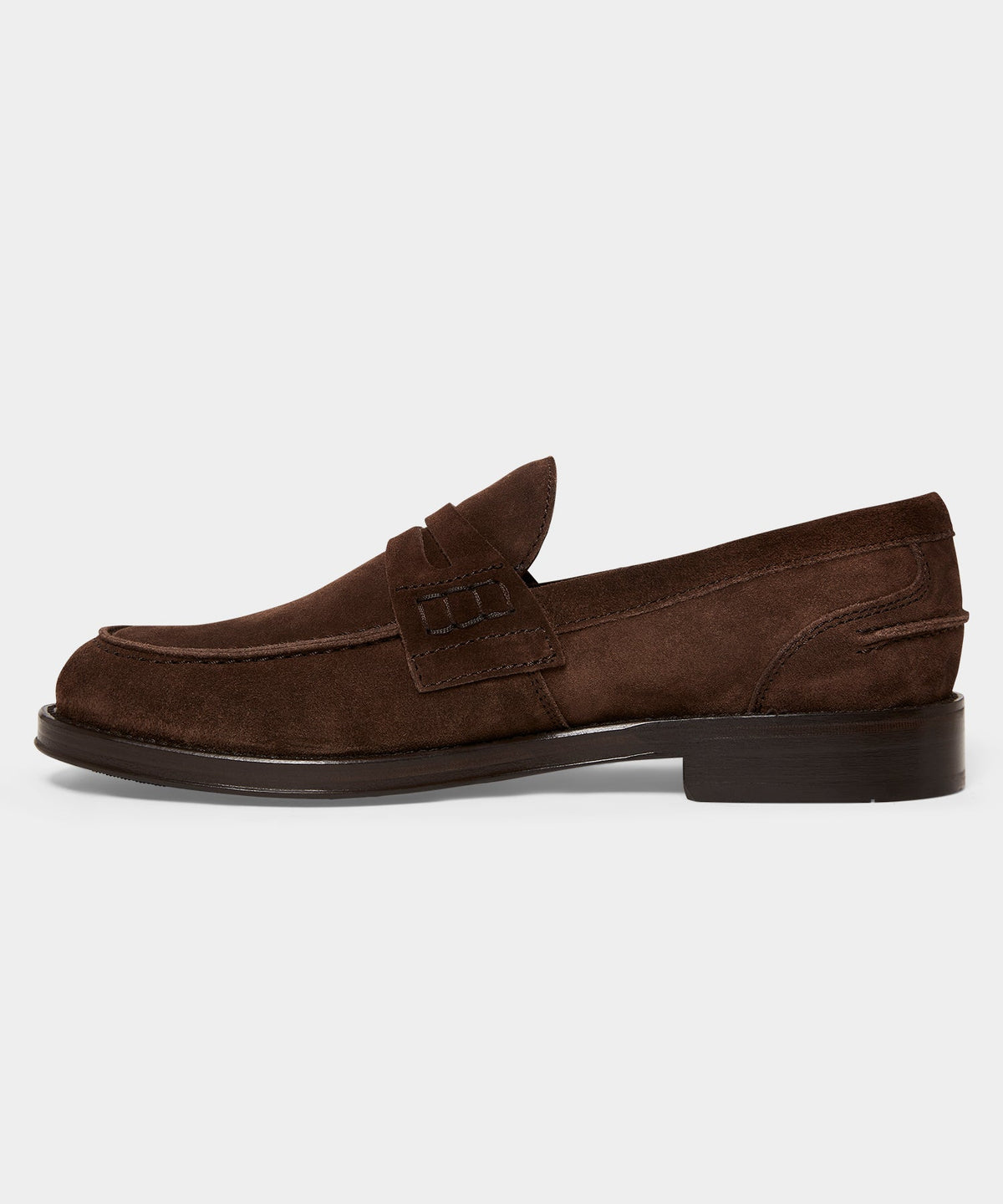 Italian Suede Penny Loafer - Dark Brown