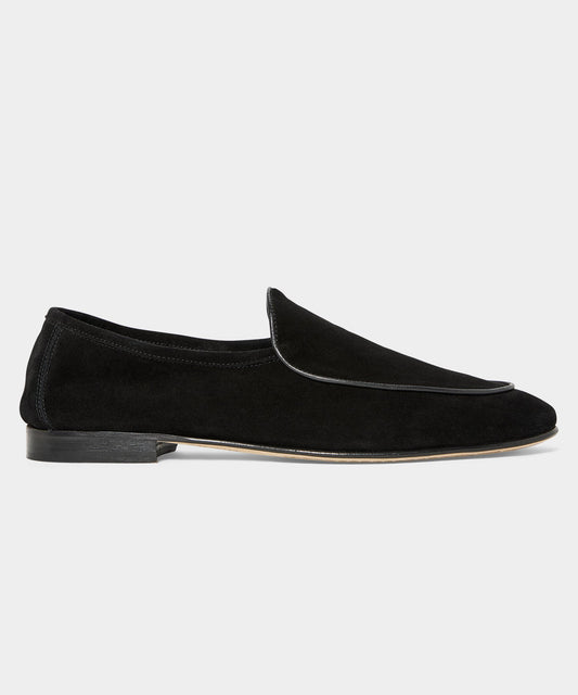 Italian Suede Venetian Loafer - Black