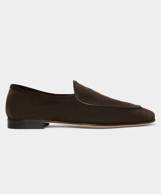 Italian Suede Venetian Loafer - Dark Brown