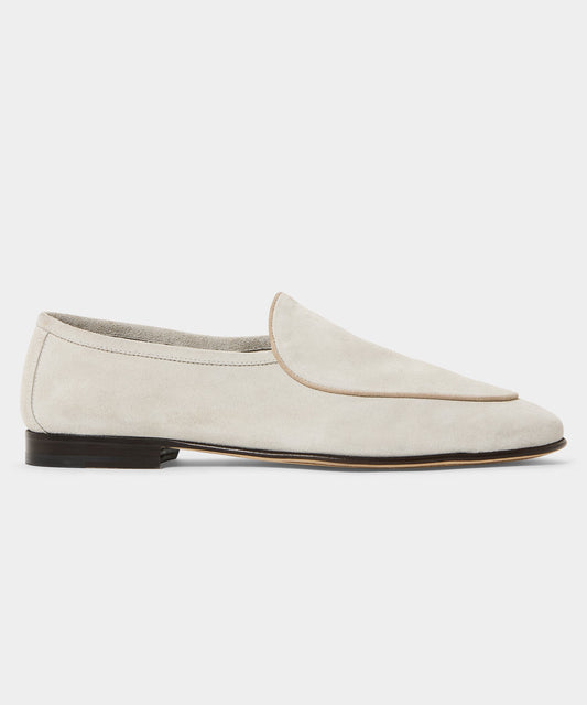 Italian Suede Venetian Loafer - White