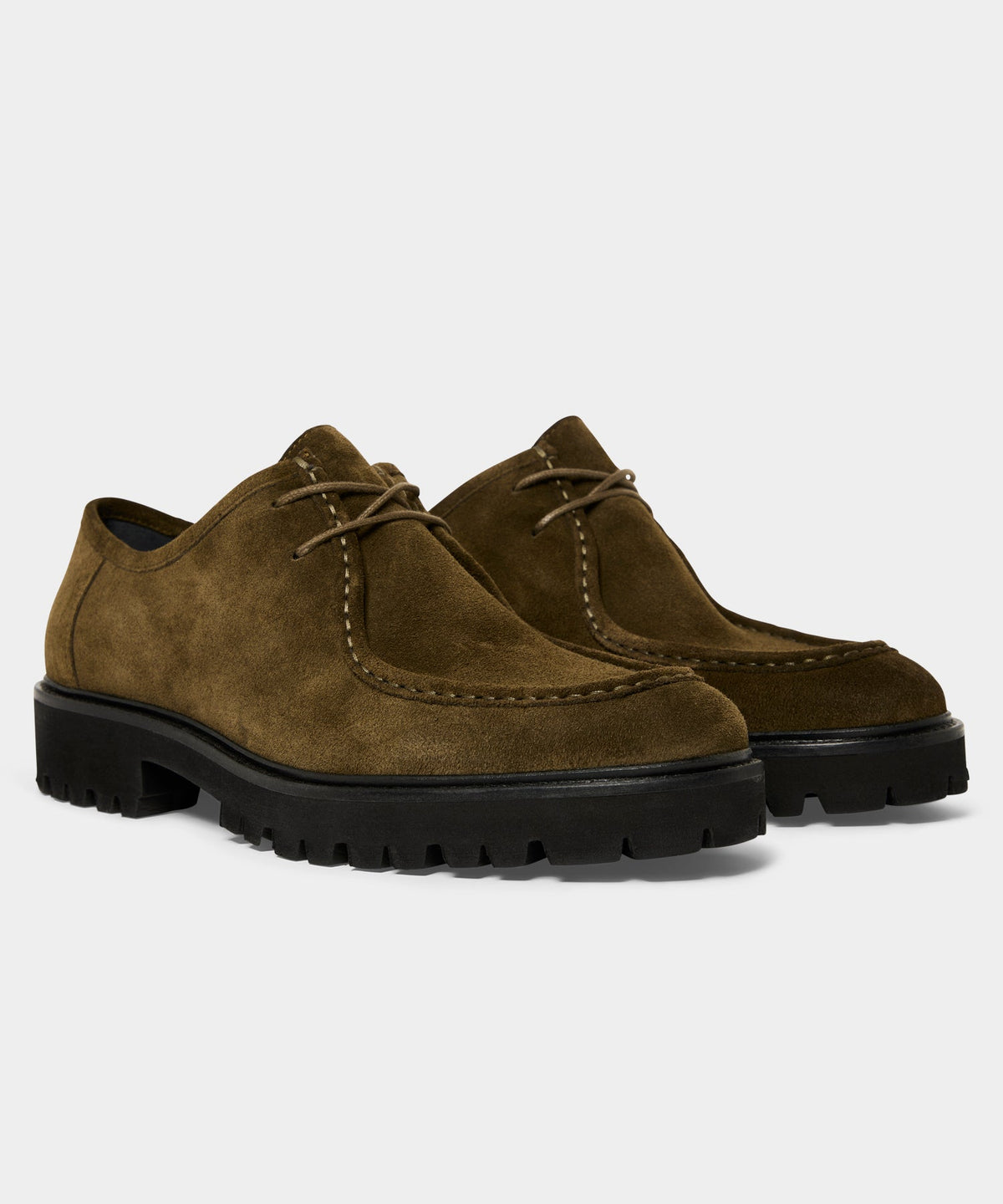 Suede Derby Shoe - Olive