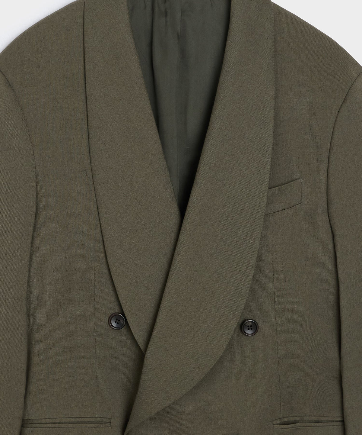 Italian Linen Mohair Double-Breasted Shawl Collar Jacket - Olive