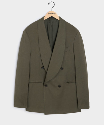 Italian Linen Mohair Double-Breasted Shawl Collar Jacket - Olive