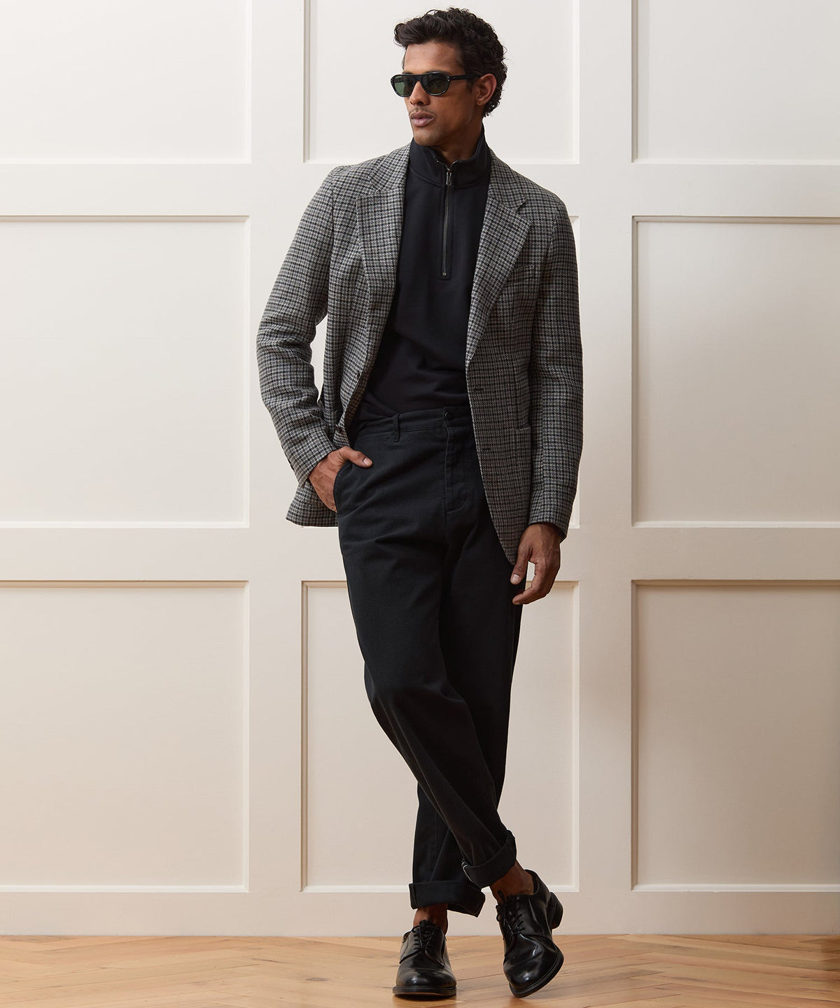Italian Linen Houndstooth Sport Coat - Charcoal
