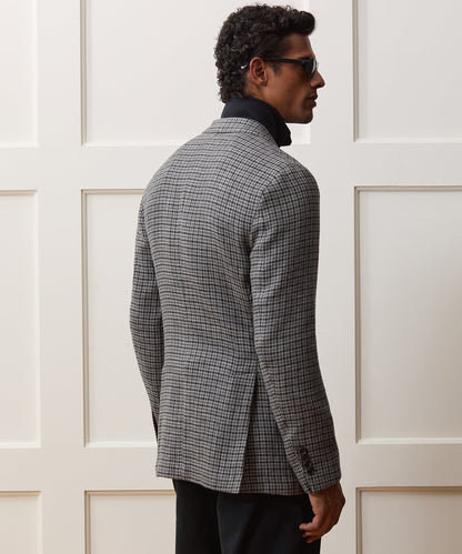 Italian Linen Houndstooth Sport Coat - Charcoal