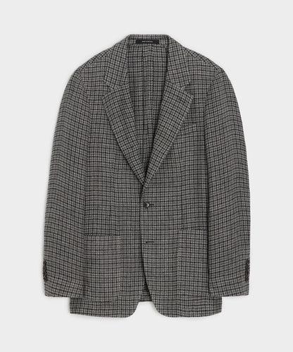 Italian Linen Houndstooth Sport Coat - Charcoal