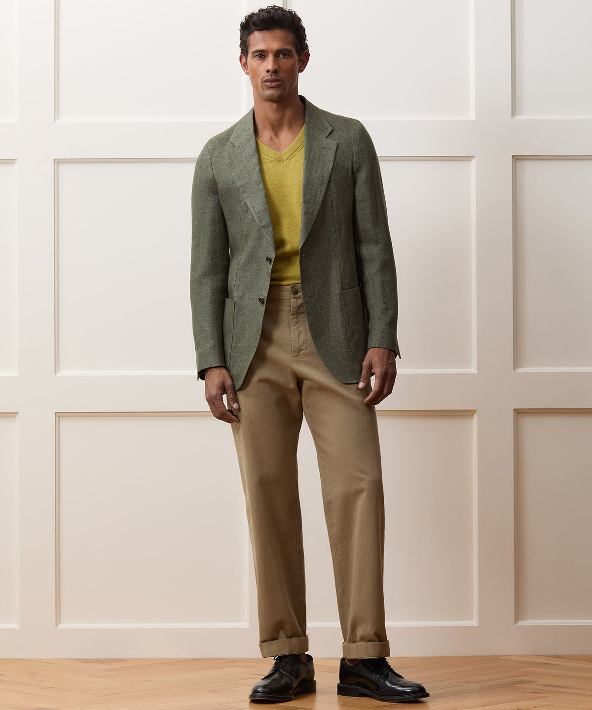 Italian Linen Herringbone Sport Coat - Olive