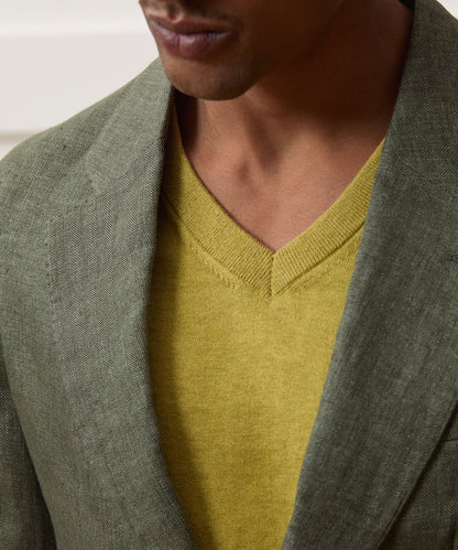Italian Linen Herringbone Sport Coat - Olive