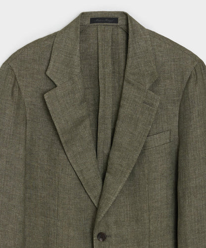 Italian Linen Herringbone Sport Coat - Olive