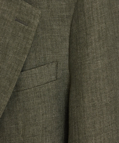 Italian Linen Herringbone Sport Coat - Olive