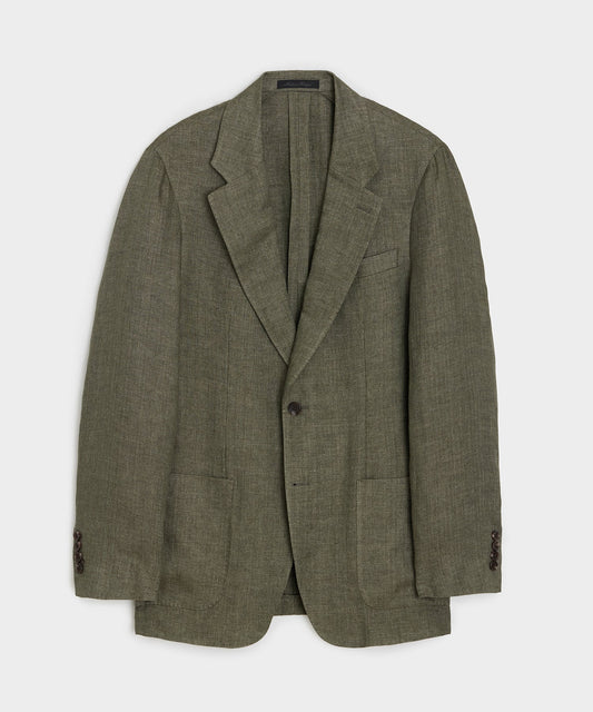 Italian Linen Herringbone Sport Coat - Olive
