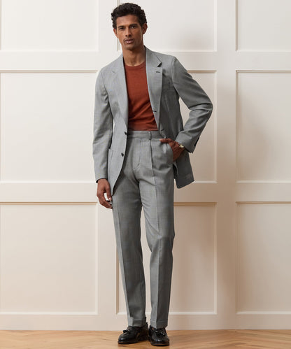Italian Wool Glen Plaid Madison Trouser - Cream