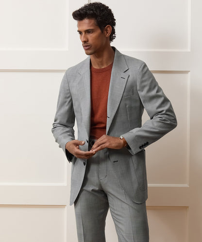 Italian Wool Glen Plaid Madison Jacket - Cream