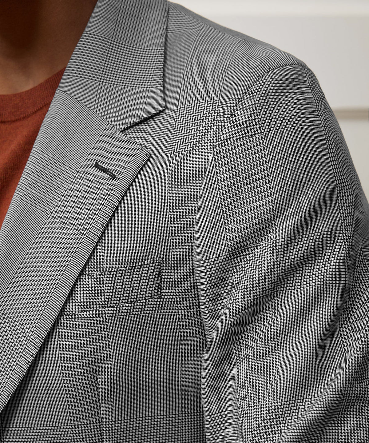 Italian Wool Glen Plaid Madison Jacket - Cream