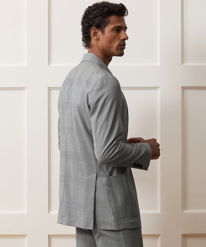 Italian Wool Glen Plaid Madison Jacket - Cream