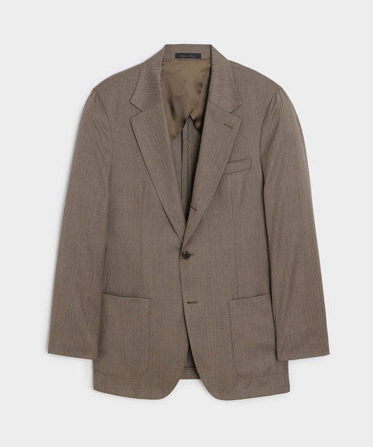 Italian Wool Herringbone Madison Jacket - Light Brown