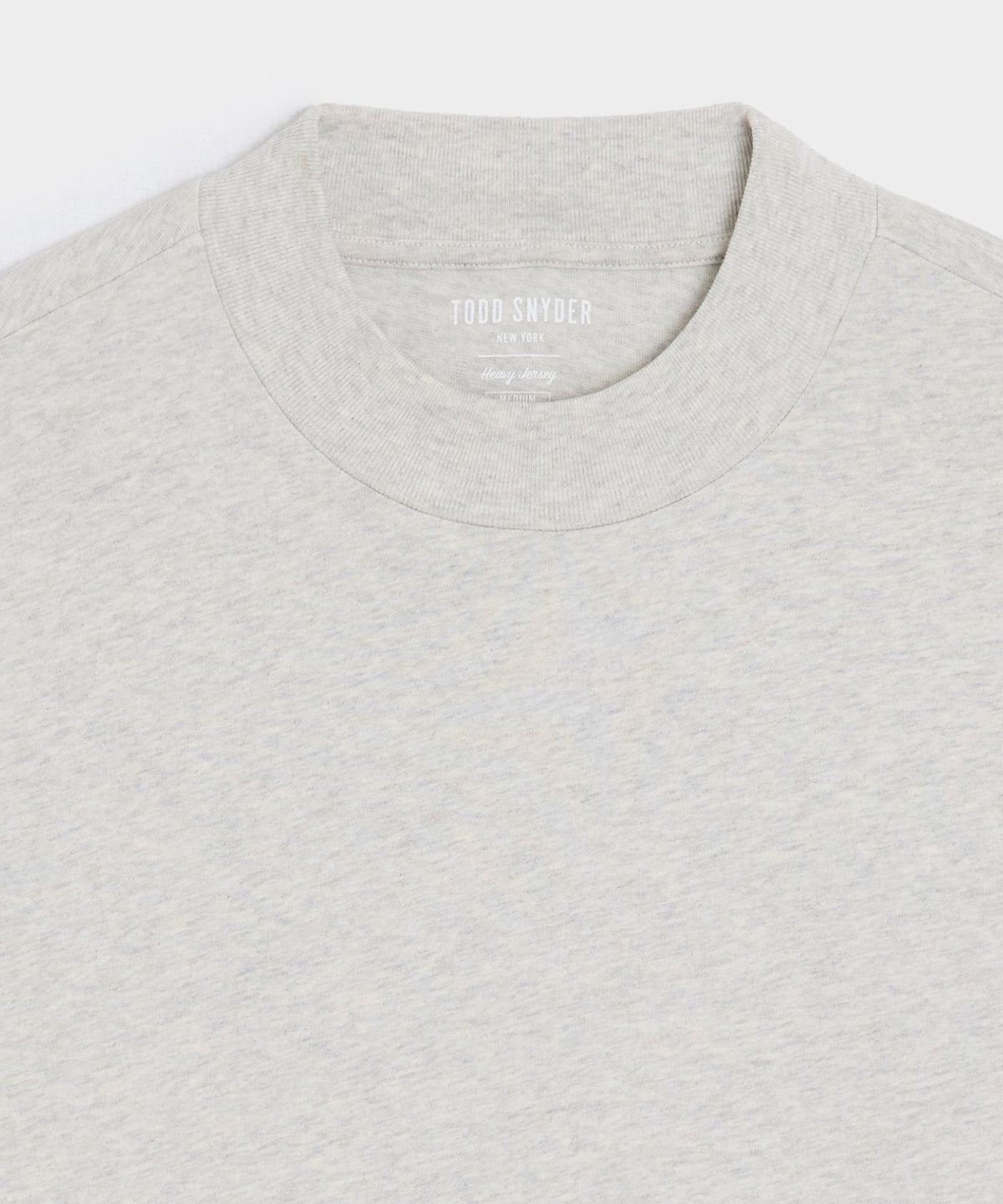 Boxy Jersey Mockneck Tee - Heather Beige