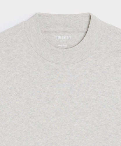 Boxy Jersey Mockneck Tee - Heather Beige