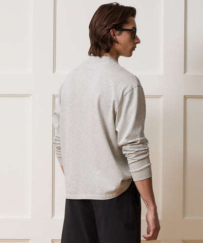 Boxy Jersey Mockneck Tee - Heather Beige