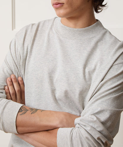 Boxy Jersey Mockneck Tee - Heather Beige