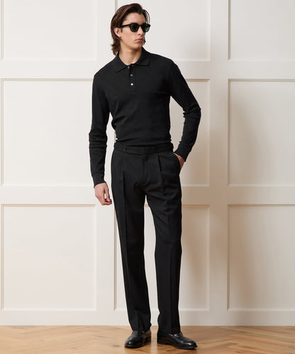 Cotton Jacquard Polo - Black