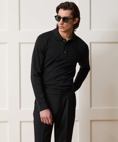 Cotton Jacquard Polo - Black