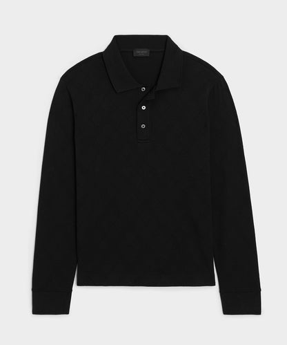 Cotton Jacquard Polo - Black
