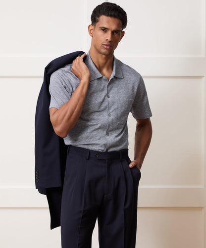 Cotton Jacquard Shirt - Navy