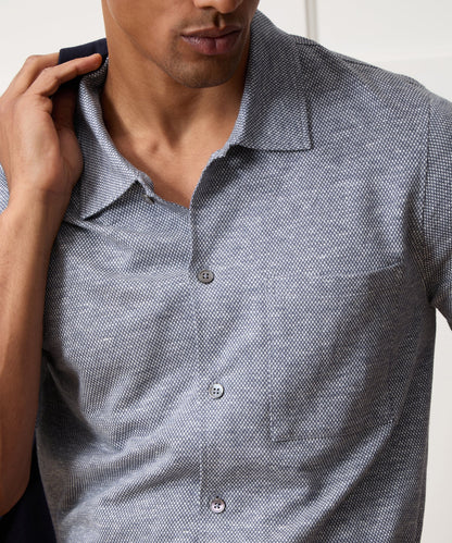 Cotton Jacquard Shirt - Navy