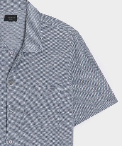 Cotton Jacquard Shirt - Navy