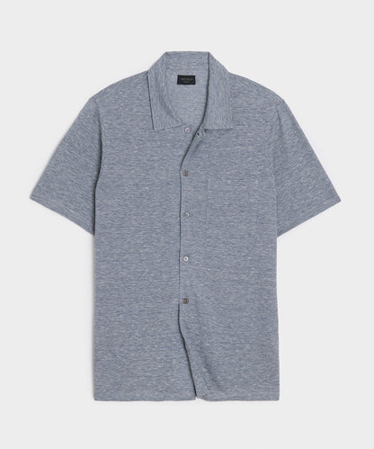 Cotton Jacquard Shirt - Navy
