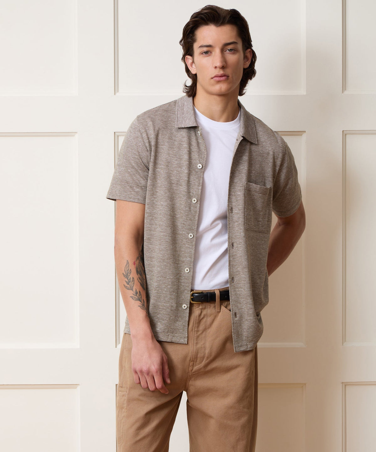 Cotton Jacquard Shirt - Faded Jade