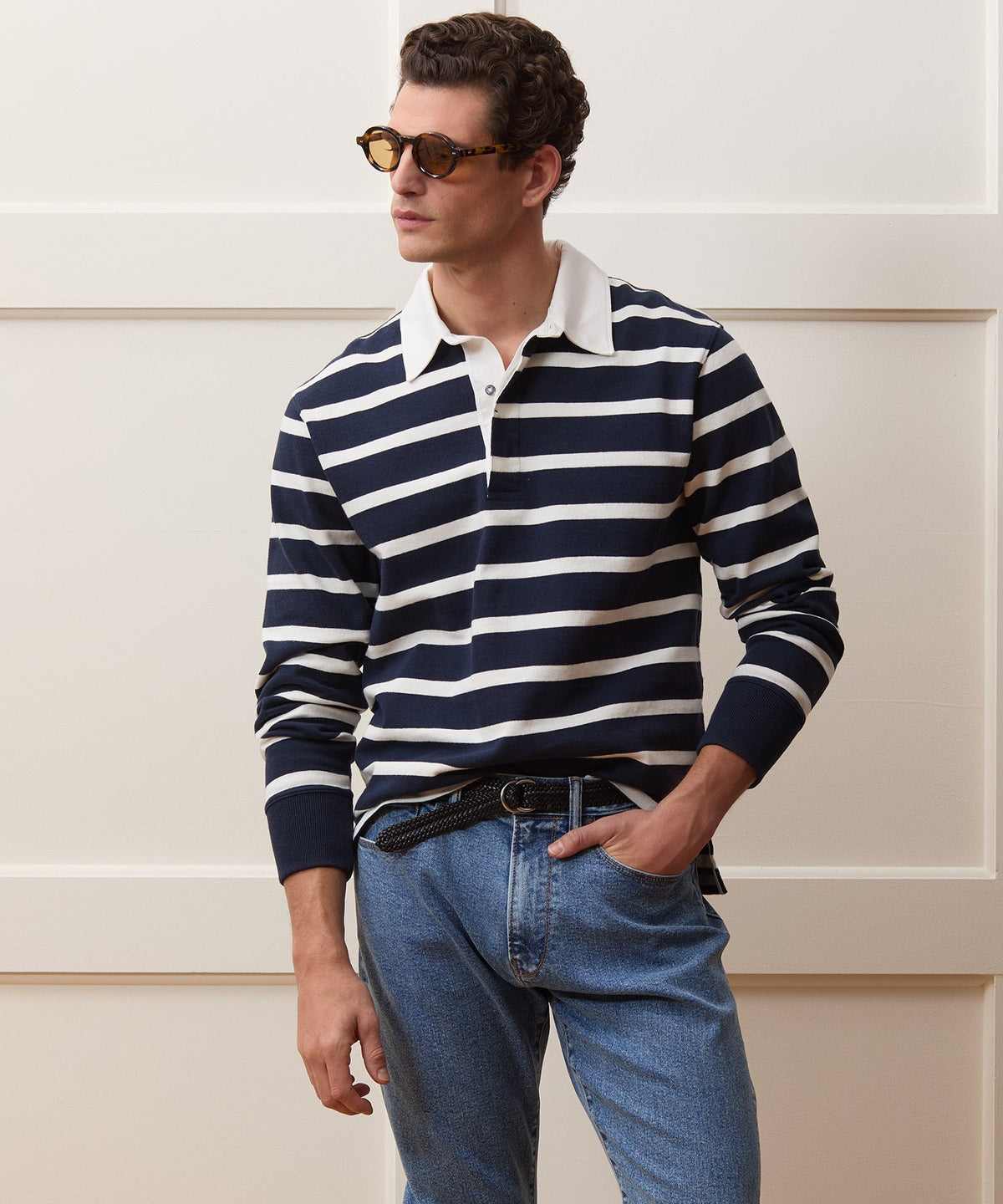 Striped Rugby Shirt - Navy
