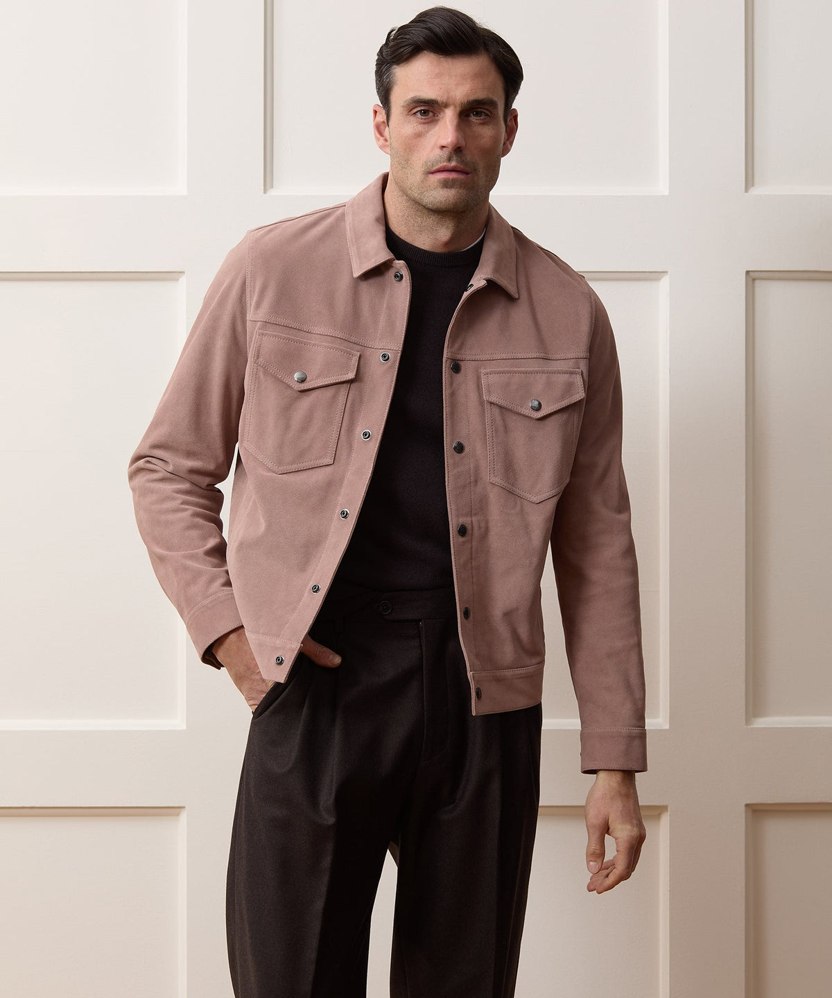 Italian Suede Dylan Jacket - Blush