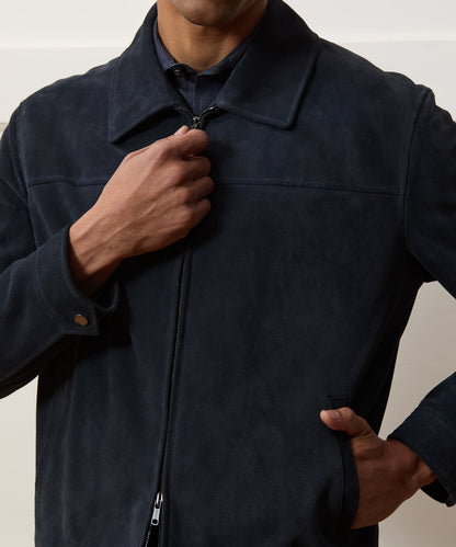 Italian Suede Grant Jacket - Classic Navy