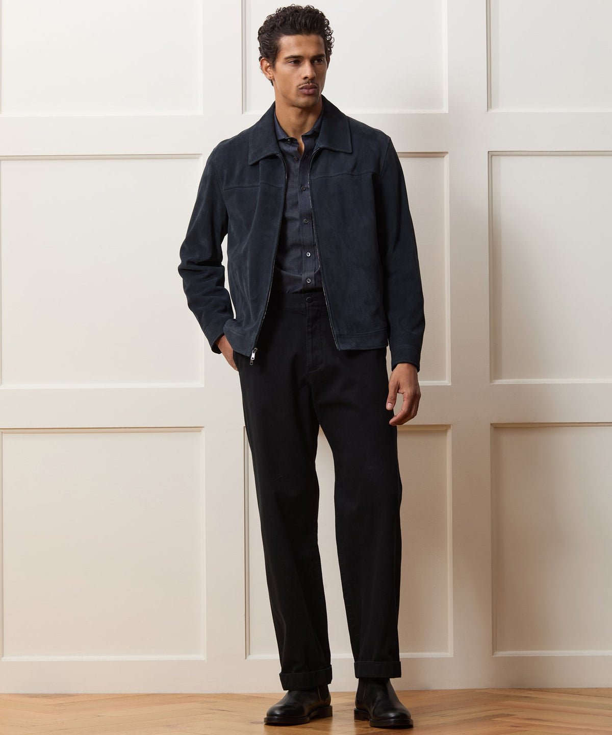 Italian Suede Grant Jacket - Classic Navy