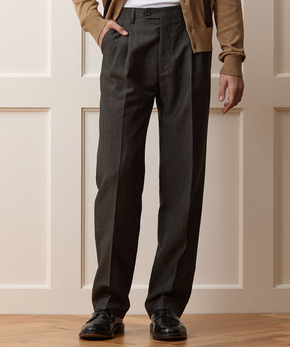 Italian Wool-Linen Pinstripe Wythe Trouser - Brown