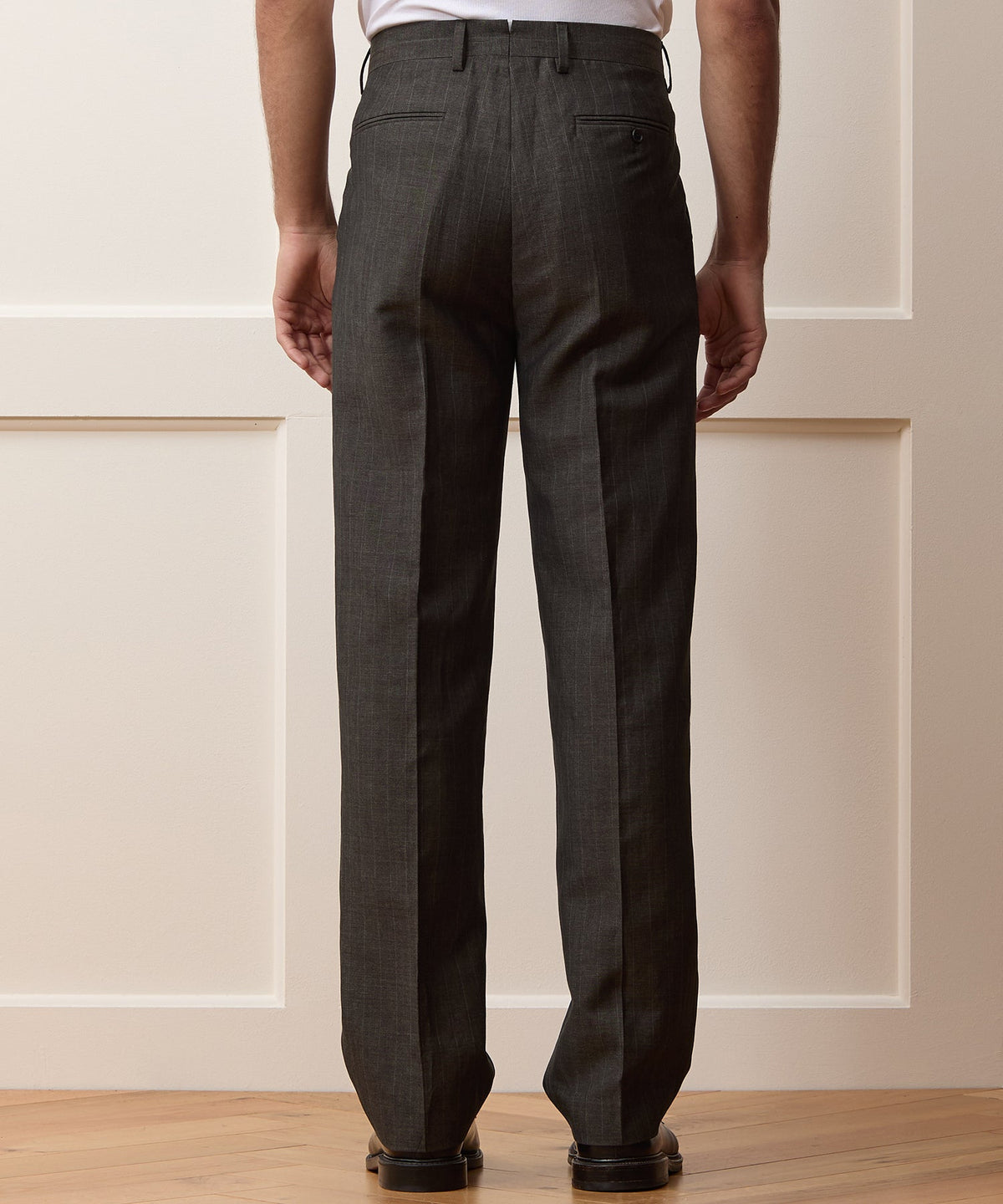 Italian Wool-Linen Pinstripe Wythe Trouser - Brown