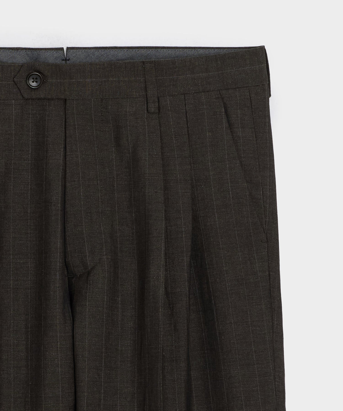 Italian Wool-Linen Pinstripe Wythe Trouser - Brown