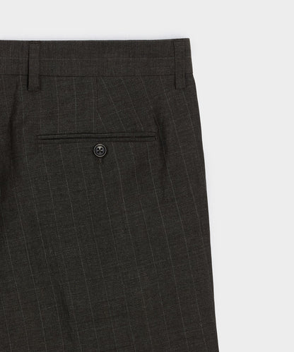 Italian Wool-Linen Pinstripe Wythe Trouser - Brown