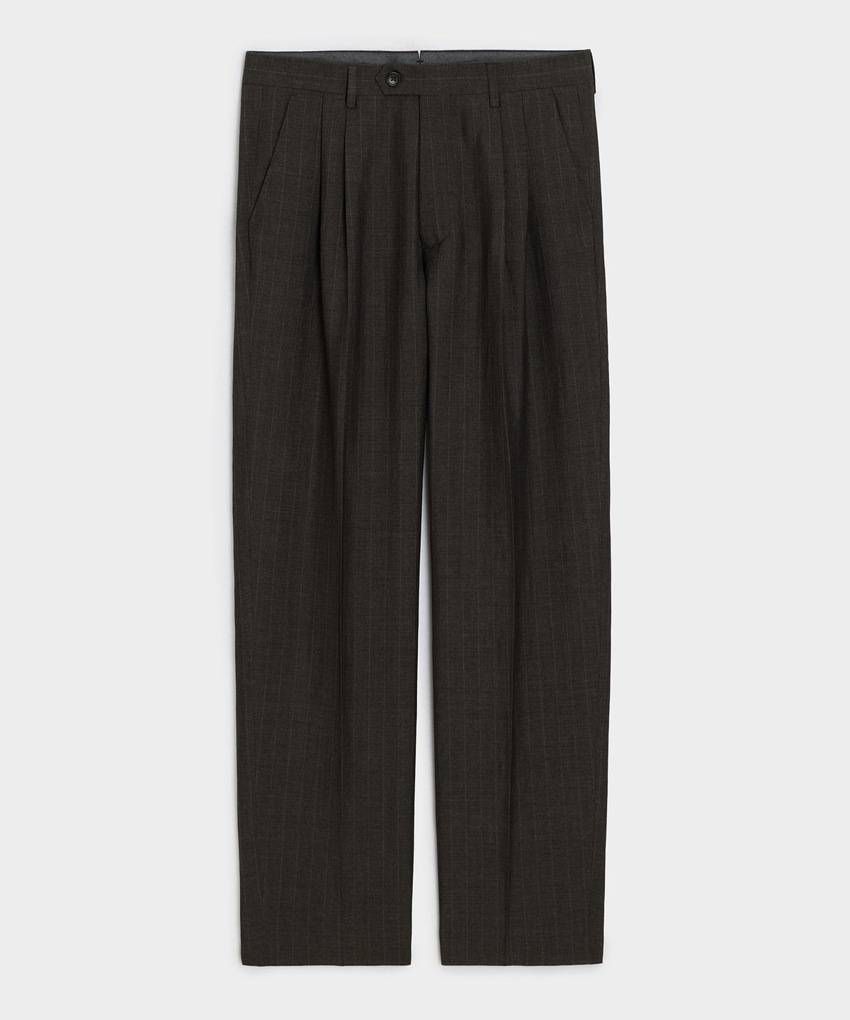 Italian Wool-Linen Pinstripe Wythe Trouser - Brown