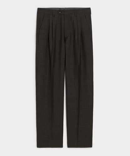 Italian Wool-Linen Pinstripe Wythe Trouser - Brown