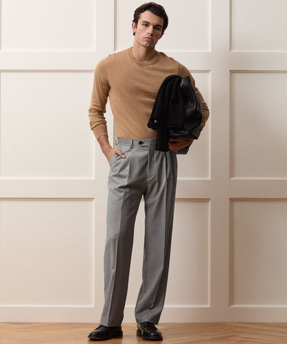 Italian Wool Houndstooth Wythe Trouser - Cream