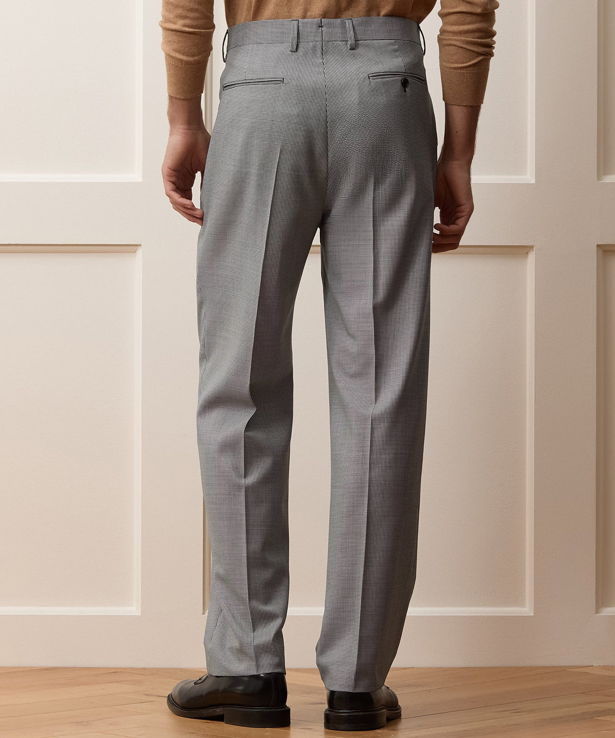 Italian Wool Houndstooth Wythe Trouser - Cream