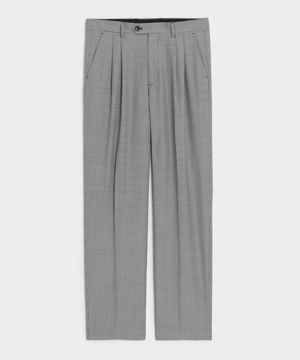 Italian Wool Houndstooth Wythe Trouser - Cream