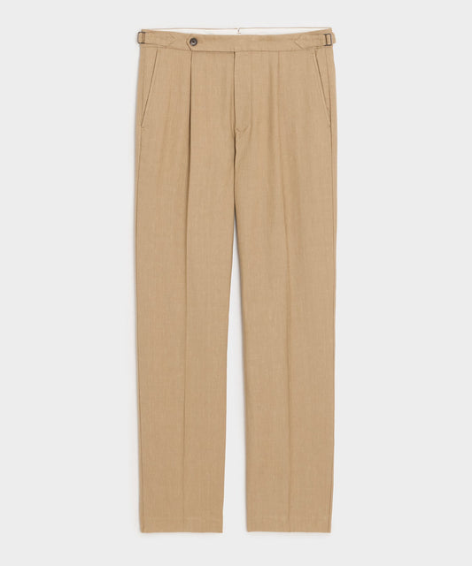 Italian Linen Side Tab Trouser - Khaki