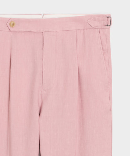 Italian Linen Side Tab Trouser - Pink
